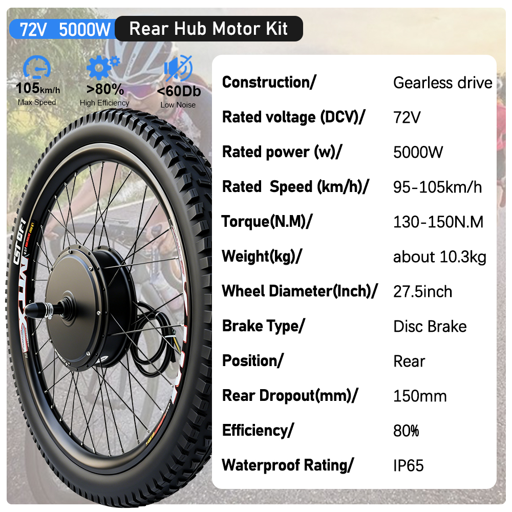 Kit di Conversione per Bici El - 5000W Hub Motor Kit 72V recensione e prezzo