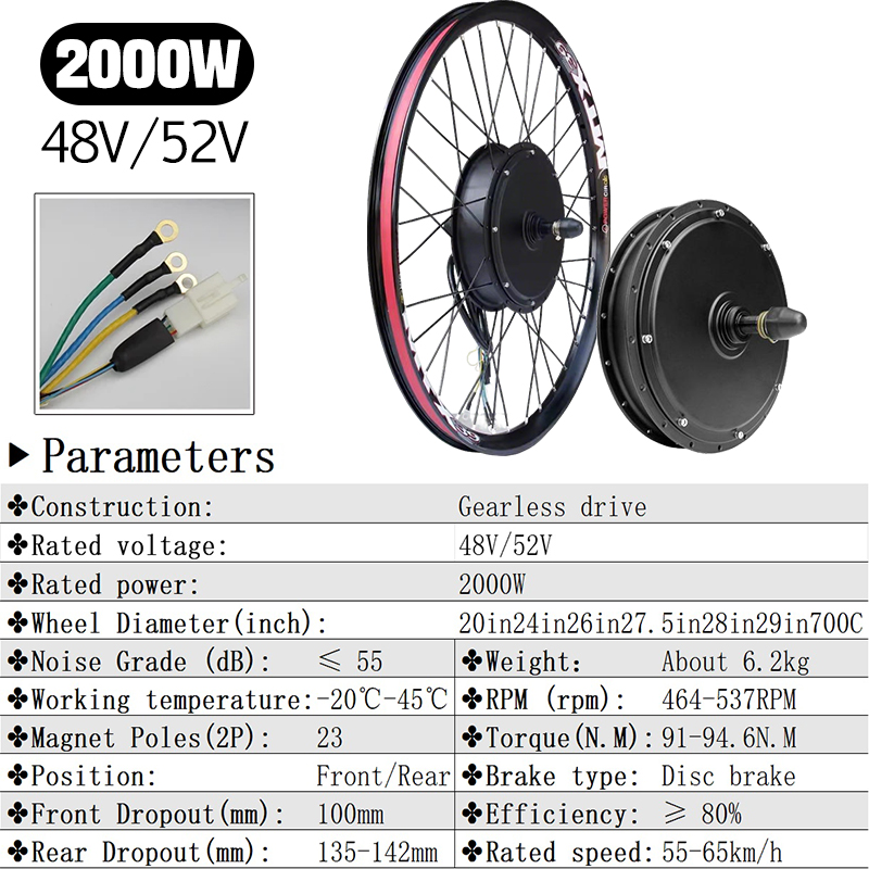 MTX39 48V/52V 2000W Motore del - Gearless Hub Motor Conversion Kit 2000W With Display recensione e prezzo