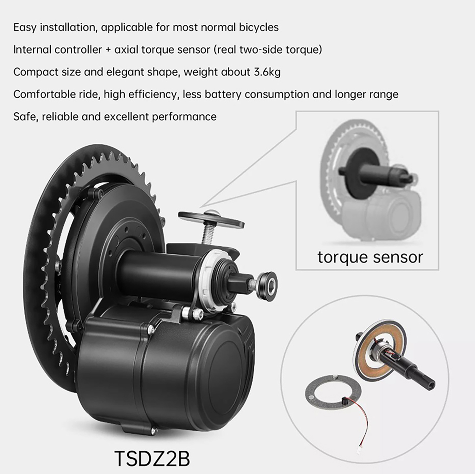 Tongsheng TSDZ2B BB 120mm 100m - High Torque Brushless Mid Motor Kit recensione e prezzo